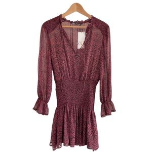 Zara Zebra Print Smocked Dress - L